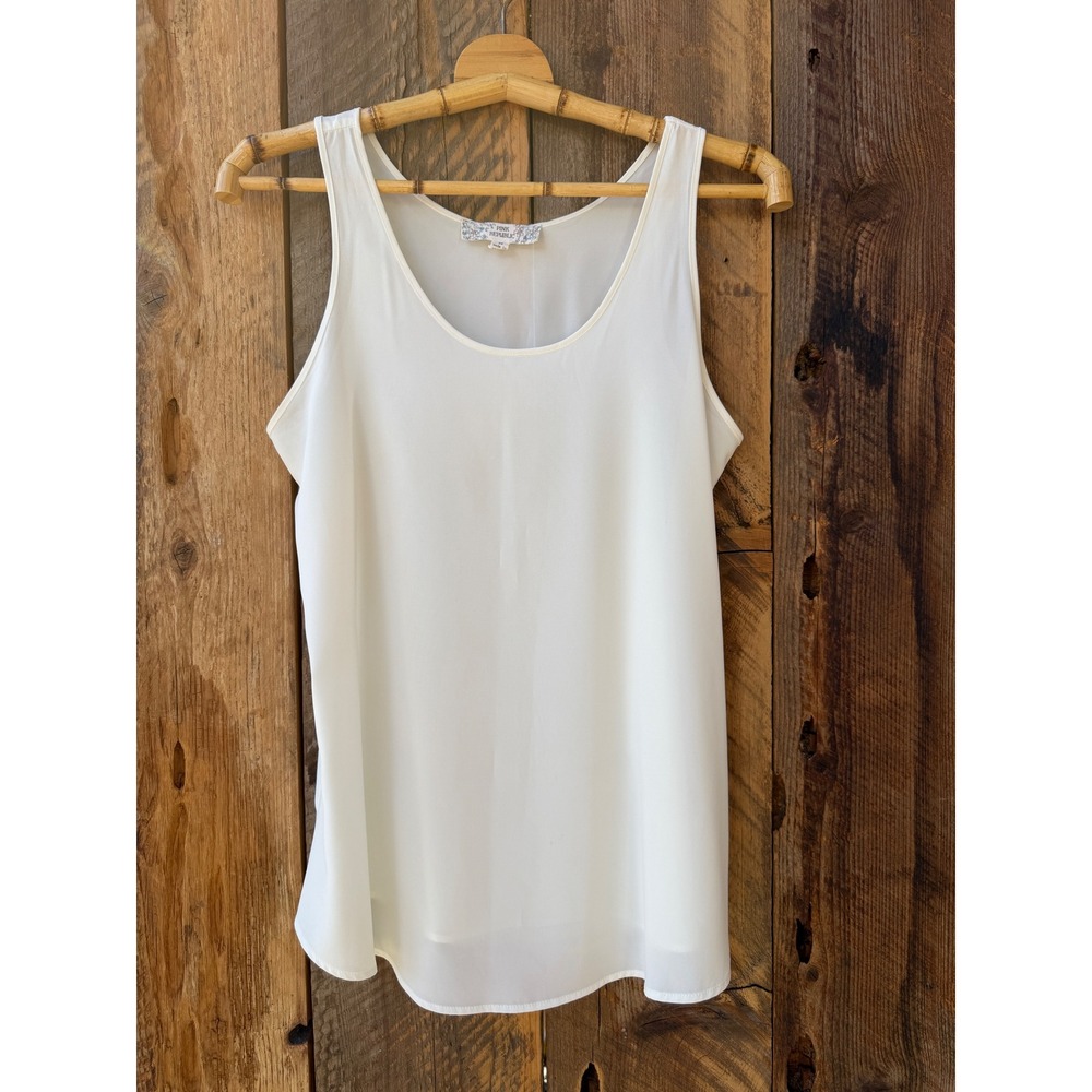 Tank Womens M Minimalist Ivory Sheer Layering Capsule Soft Clean Neutral